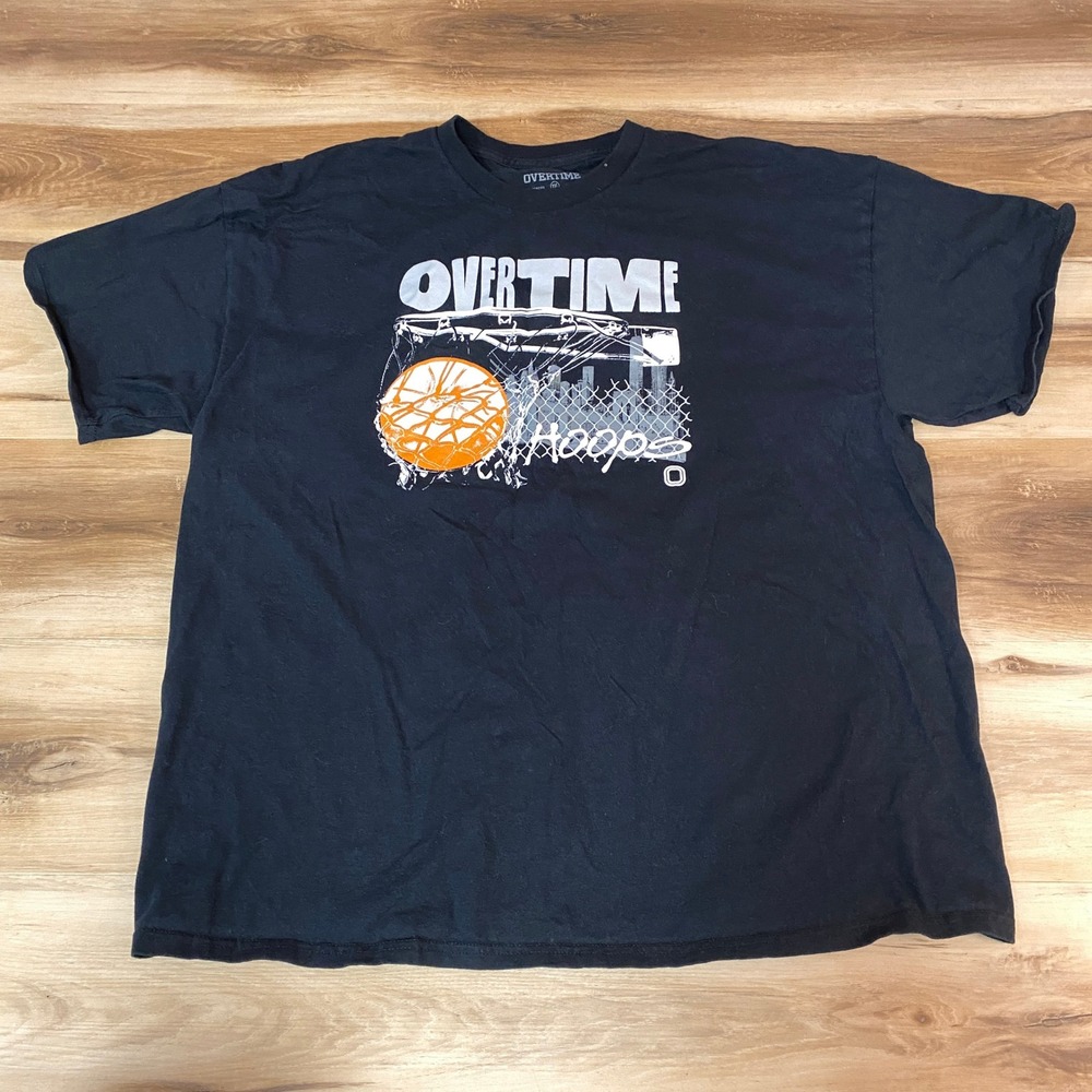 OVERTIME Hoops T Shirt Black Mens XXL Cotton Brooklyn NY 2016 Basketball
